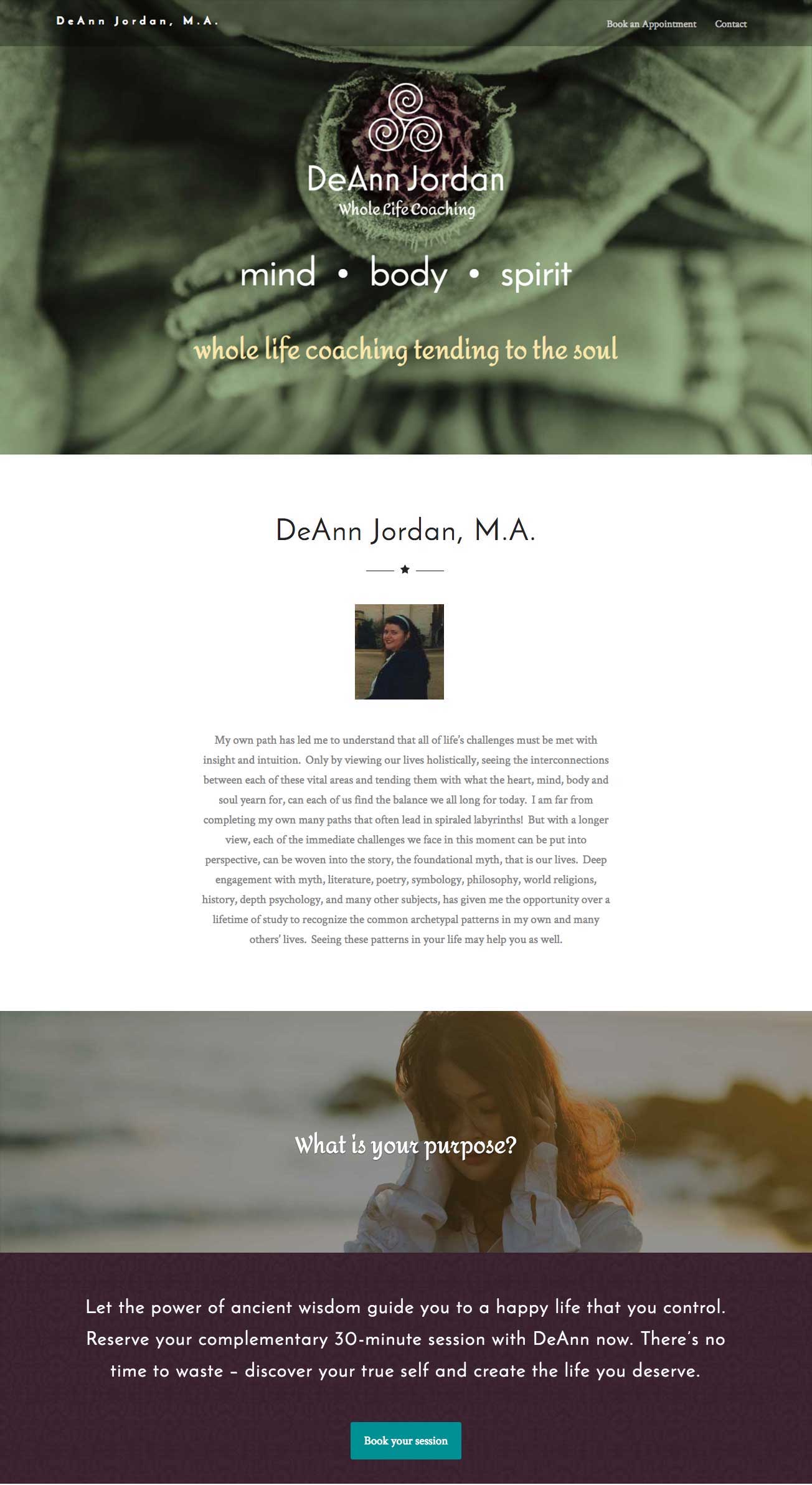 Website design for deannjordan.com